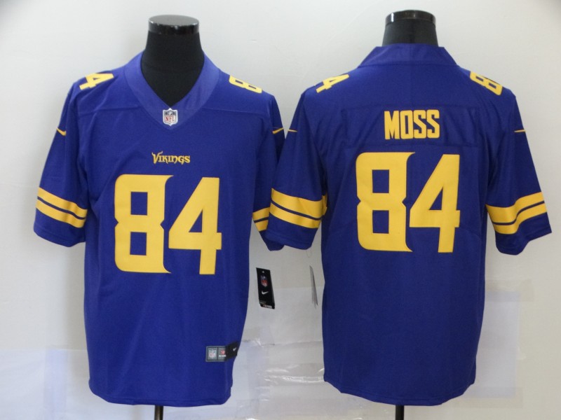 Men's Minnesota Vikings #84 Randy Moss Purple Color Rush Stitched Jersey